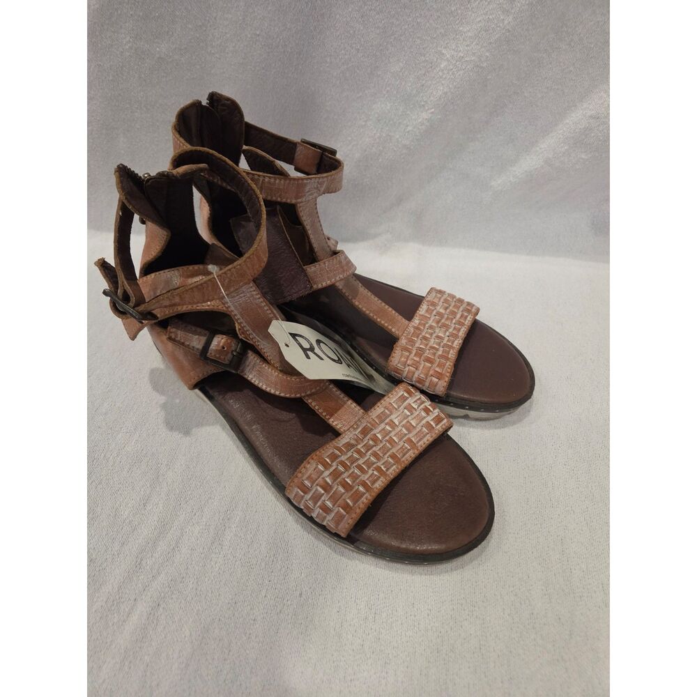 Roan by Bed Stu Lyssa Leather Gladiator Sandals Woven tan Women's 7